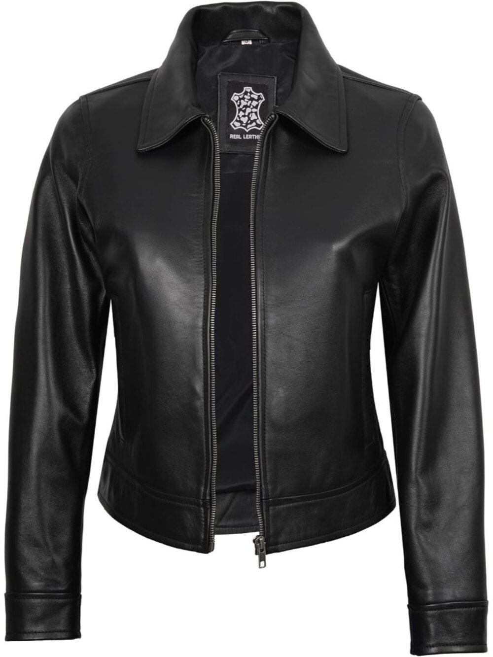 Womenâs Casual Vintage Leather Jacket Stylish Biker Coat - M Black